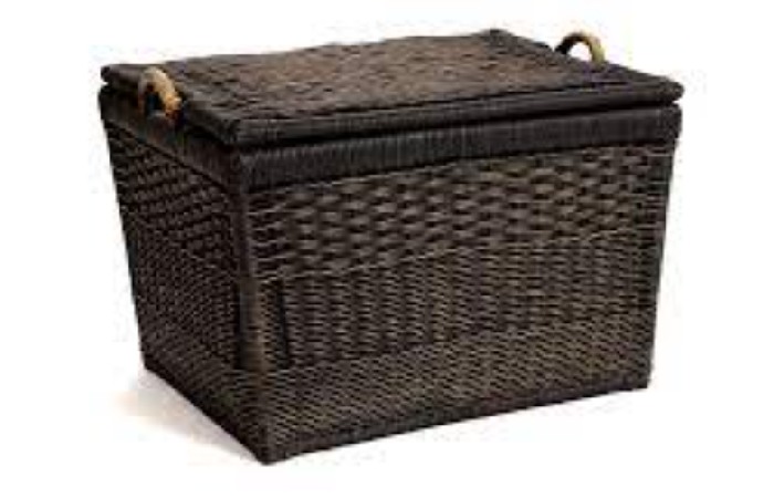 Black Wicker Basket With Lid