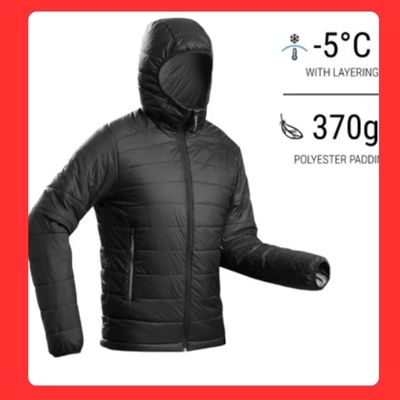 Men Puffer Jacket for Trekking - MT100 -5°C Black